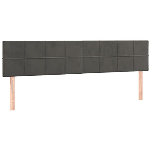 vidaXL Dark Grey Velvet Headboards with Adjustable Height 160x5x78/88 cm Solid Wood Structure for Bedroom Comfort & Style