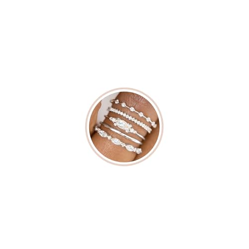 Honsny Stackable Gold Rings for Women Set Dainty 18K Gold