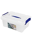 Jardin202 - Cajas de Almacenamiento Transparentes con Tapa Azul | Caja de ordenación | Unidad (15L)