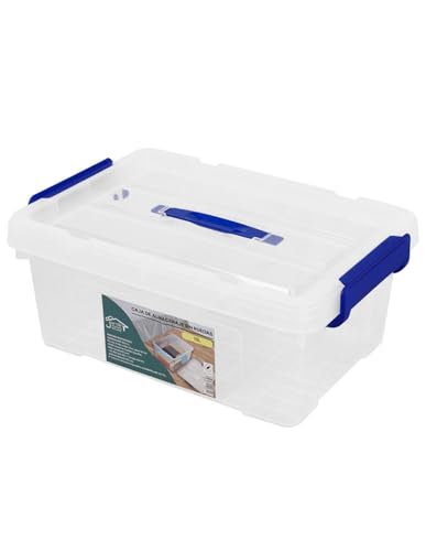 Jardin202 - Cajas de Almacenamiento Transparentes con Tapa Azul | Caja de ordenación | Unidad (15L)