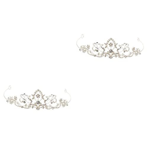 FRCOLOR 2 Pièces Couronne Coiffe De Mariée Décorations De Mariage D'halloween Joyaux De Cheveux Pour Femmes Décor D'halloween Tenue De Filles Robes Alliage De Zinc Manquer Strass Bandeau