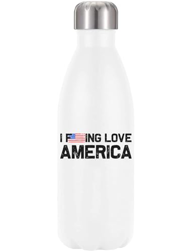 Botella térmica de acero inoxidable de 350 ml blanca con diseño I Love America libre de BPA 2