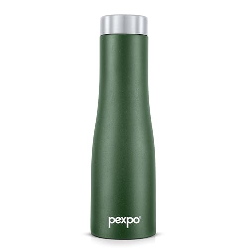 Image of Pexpo Monaco 1000 ISI Certified Stainless Steel Sports /Fridge Water Bottle with Steel Cap, 970ml, Military Green | BPA Free | Water Bottle for Office, Gym, School, Yoga, Trekking, Adults&Kids