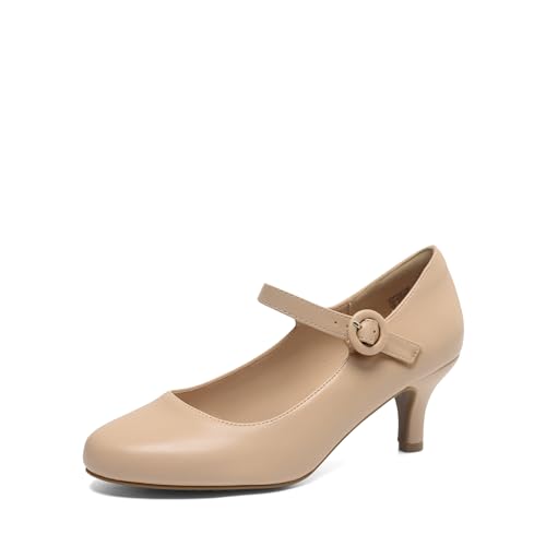 DREAM PAIRS Women's Dress Mary Jane Shoes, Low Kitten Heels Closed Round Toe Comfortable Pumps Shoes for Wedding Dancing Office