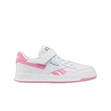 DESIGN VIBRANT: Tige en cuir synthétique blanc avec bandes latérales Playful Pink et branding Warped Blue pour un look ludique et sportif.