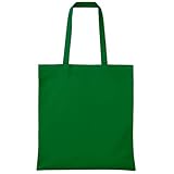 Traineando Tote Bag de Tela 38 x 42 cm – Packs 10-25-50 unidades – Multiples colores - Bolsas de Tela Resistentes para Compra, Regalos y Manualidades – Asa Larga, Lavables, Ecológicas (10, Verde)
