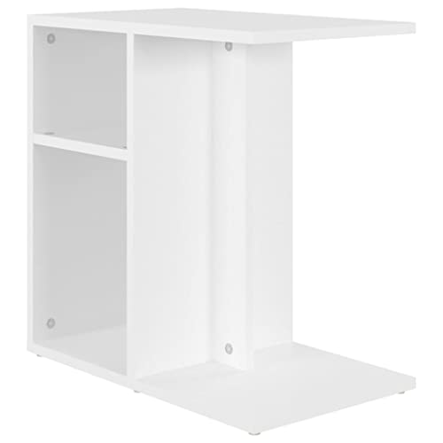 vidaXL Mesa Auxiliar Muebles Mobiliario Sofá Café Centro Salón Sala de Estar Libros Estante Estable Decoración de Contrachapada Blanco 50x30x50 cm
