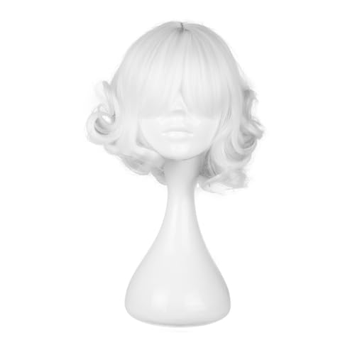 COSPLAZA White Short Curly Wig