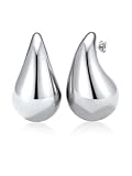 FindChic ピアス レディース 金属アレルギー対応 サージカルステンレス ティアドロップピアス つけっぱなし 軽量 重量感あり しずく型 涙 両耳 存在感 大ぶり 女性 アクセサリー プレゼント シルバー 長さ50cm 片耳10g