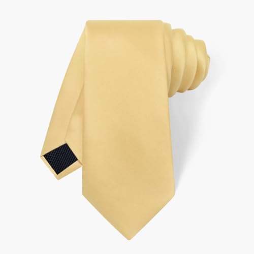 Image of YourTies Skinny Ties for Men Satin 2.4 inch Slim Necktie with Pocket Square Tie Clip Set Solid Color Wedding Party Business