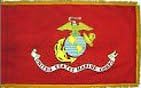 3x5 FT Indoor United States Marine Corps USMC Flag Gold Fringe Pole Hem Nylon US Made