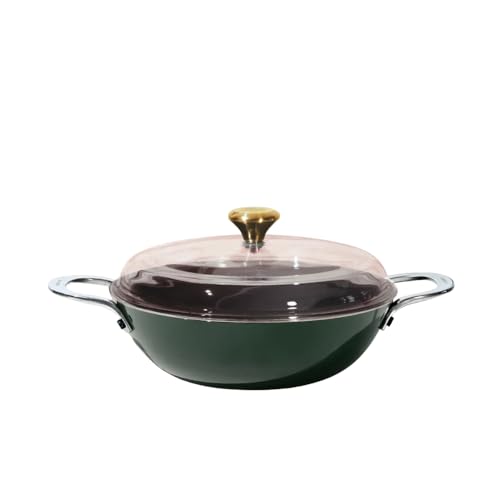 Image of CUMIN CO. Enamel Cast Iron Kadai LITE with Lid | 4L, 28 cm |5 Years Warranty | Non Toxic Heavy Bottom Kadhai for Frying | Induction & Gas Compatible | Chemical Free Coating | Green