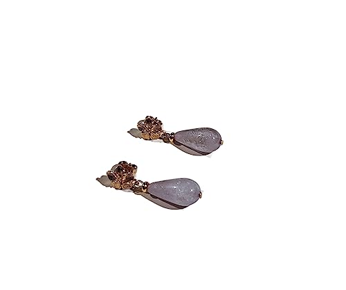 Boucles Fleur perle goutte laiton doré pour oreilles sensibles