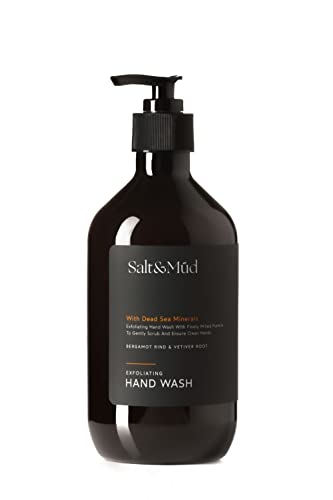 Salt and Mud Jabón de manos exfoliante de bergamota y vetiver con minerales del Mar Muerto y aloe vera, 500 ml, lujoso jabón de manos para una piel suave e hidratada, ideal para uso diario