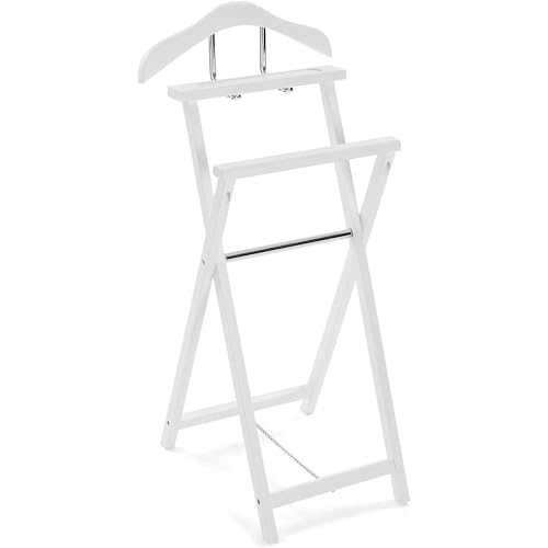 Appendiabiti servo muto in legno Porta abiti bianco indossatore richiudibile per camera da letto spogliatoio moderno