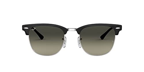 Ray-Ban Unisex RB3716 Clubmaster Metal Square Sunglasses, Black On Silver/Light Grey Gradient Dark Grey, 51 mm