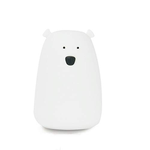ZENUTA Veilleuse LED Design Ours,Câble Micro USB,Changement de Couleur RGB Lampe de Chevet pour Enfants et bébés,Veilleuse Ourson Blanc