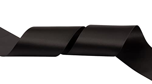 Fondersy 50mmX 91M Double Faced Satin Ribbon Black Polyester Ribbon for Gift Wrapping Wedding Decoration Floral Arrangement Crafts - Image 3