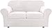 YQJYMFZ Samt-Plüsch-Stretch-Sofabezug 3-teiliger Sofabezug für 2-Sitzer-Couchbezug (Basisbezug Plus 2 große Kissenbezüge)-Weiß
