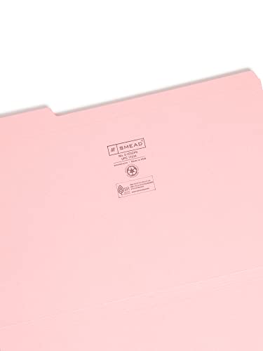 Smead File Folder, Reinforced 1/3-Cut Tab, Legal Size, Pink, 100 Per Box (17634) #TOP2