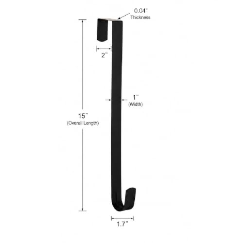 Image of Slim Over The Door Wreath Hanger for Front Door, 15 inch Black 1 Pack | Damage-free wreath holder, Easy to Use and Reusable Door Hook for Christmas, Thanksgiving, Halloween and Daily Decor