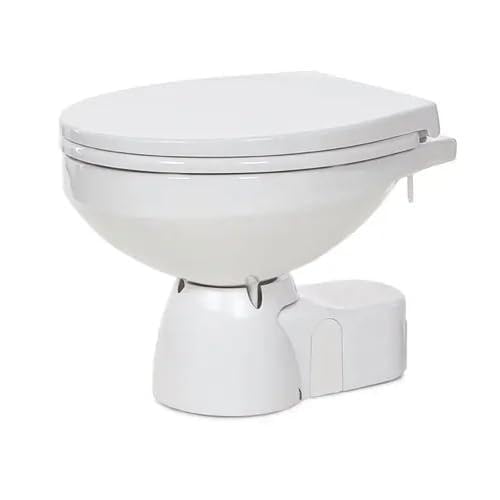 Image of Jabsco 38245-4194 Quiet Flush E2 Electric Marine Toilet, 24 V, Raw Water | Touch Sensor Flush Panel, Eco Water-Saving Flush, Easy Install & Service Head, Raw Water w /Rinse Pump, Regular Bowl, 24 Volt
