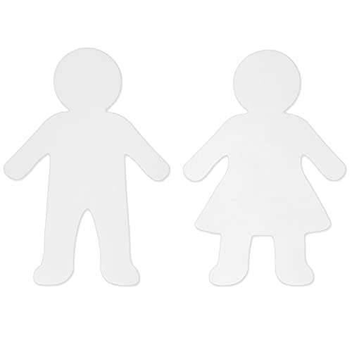 Paper Shapes - 48-Pack Blank Paper Cutouts, Kid Shaped Papers, Kids Shaped Cutouts, Perfect for Art Class Projects, Party Banner DIY, Art and Craft, Boy and Girl Design, White, 5.88 x 8.8 Inches