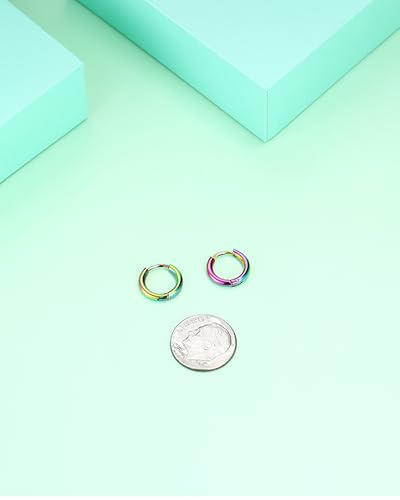 Image of 316L Surgical Stainless Steel Huggie Hoop Earrings 6mm 8mm 10mm 11mm 12mm 14mm Hypoallergenic Earrings Ring Cartilage Helix Lobes Hinge Sleep Earrings for Men Women