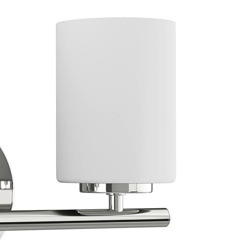 Image of Replay Collection 2-Light Etched White Glass Modern Bath Vanity Light Polished Nickel