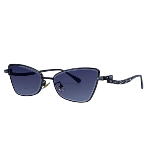 Lunettes de soleil œil de chat punk pour femme en métal style vintage luxe