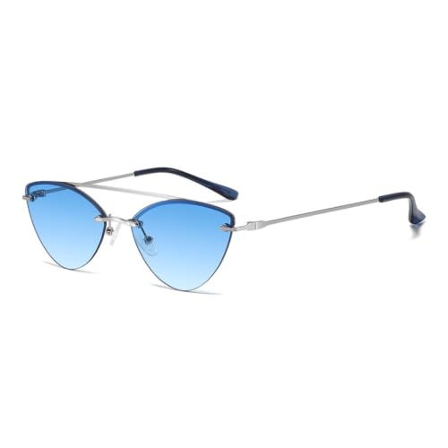 Lunettes de soleil pour femmes à monture triangulaire et double pont en métal avec filtre UV