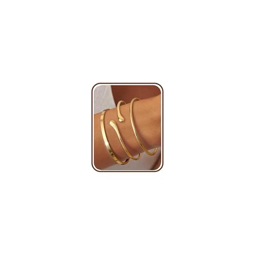 YADOCA 3 Pièces Bracelets Femme Or Acier Inoxydable Plaqué Or 18 Carats Bracelet Manchette Bracelet Argent Femme Bijoux pour Femme