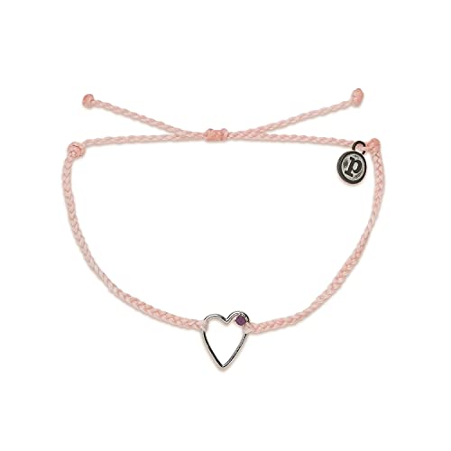 Image of Pura Vida Silver or Rose Gold Plated Sweetheart Stone Bracelet w /Purple or White Czech Crystal - Adjustable Band, 100% Waterproof