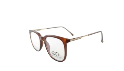 Image of Soft Square Optical Eyeglass Frame for Men & Women, Front with Metal Temples, Clear Demo Lenses, Lightweight Mixed Material Frame, Ribbed Temple Design for Prescription Lens Replacement