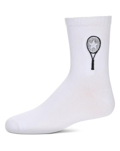 MeMoi Girls Tennis Star Embroidered Cotton-Rich Crew Sock