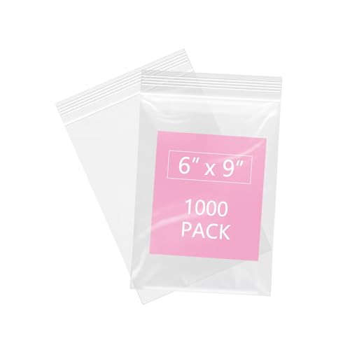 iMailer - 1000 Pcs- 6" x 9" Plastic Zip Poly Bags- Clear Resealable Zip Bag for A7 A8 A9 Cards & Envelopes, Bakery, Cookies, Candies