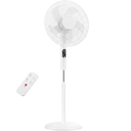 Pedestal Fan with Remote, Oscillation Standing Fan with 3 Speeds & 3 Modes, Electric Cooling Fans with Timer, Adjustable Height & Tilt Head, Quiet Floor Fan for Bedroom, Living Room, Office