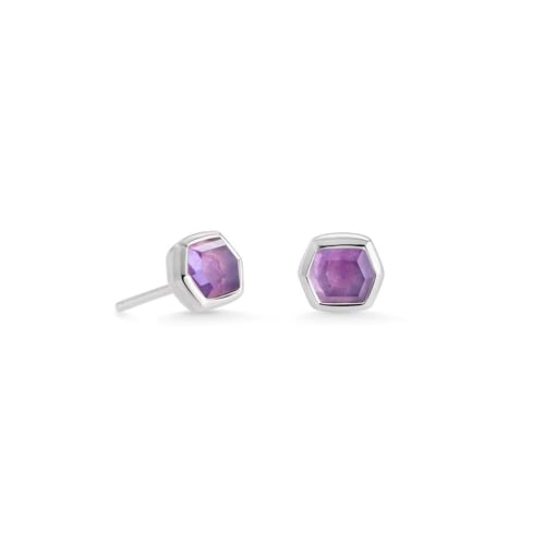 Kendra Scott Davie Stud Earrings in Sterling Silver, Fine Jewelry for Women, Amethyst