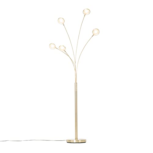 QAZQA sixties - LED Dimmable Lampadaire Design variateur inclus - 5 lumière - H 1810 mm - Doré/Laiton - Design - Éclairage intérieur - Salon I Chambre I Cuisine I Salle à manger