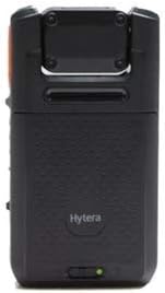 Back view of Hytera VM780 body-worn camera, showing the textured casing and a green indicator light at the bottom.
