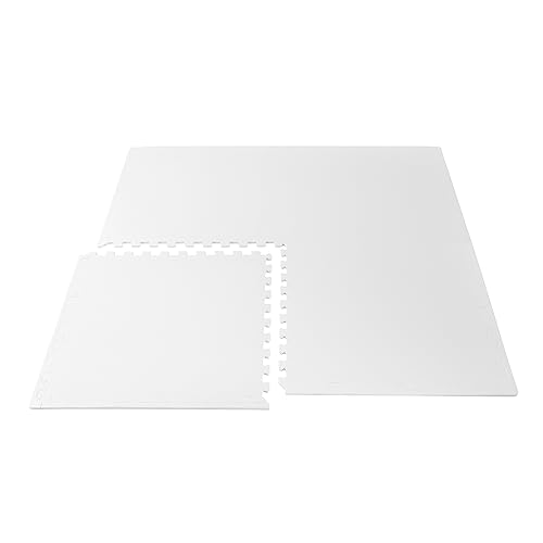 Image of We Sell Mats 1 /2 Inch Thickness Multipurpose EVA Foam Floor Tiles, Interlocking Floor Mat for Indoor Gym and Home Use, 24 in x 24 in, White, 24 Square Feet (6 Tiles) (24-13M)
