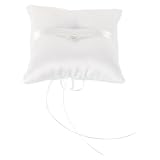 ELAYARD Elegantes Ringkissen Hochzeit 10X10cm aus Satin mit Schleife und Polsterung Ringhalter für Verlobung Braut und Trauungszeremonie