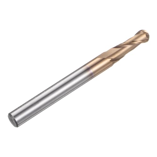 Image of HARFINGTON Ball Nose End Mill 2 Flute 7 /32 inch Diameter 1 /4 inch Shank Tungsten Carbide Tail Coated Spiral CNC Router Bits 5 /8 inch Cutting Length Single End Ball Cutting Tool for Carving Engraving