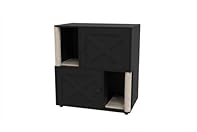 Stylish Double-Decker Design for Modern Homes: This cat litter box enclosure is designed to look like a chic piece of furniture, not a pet accessory. With its sleek lines and contemporary finish, it blends seamlessly into your living room, bedroom, o...