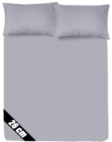Sunshine Comforts Microfiber Fitted Sheets Breathable, Anti Wrinkle 26cm Deep Pocket Bed Sheets Double Bedding & Linen- Silver Bedding Double 137 X 190 CM Double Fitted Sheet
