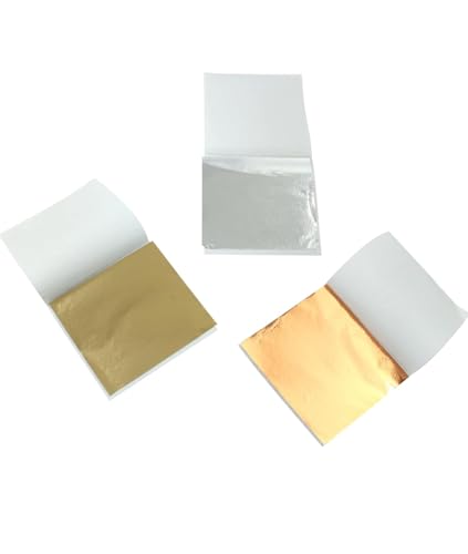 Image of Gold Leaf Sheets, 100 Sheets, 8 by 8.cm Gilding Foil for Gilding, Resin Art, Decoration Crafting, Paintings, Arts Crafts, Nail Deco,Furniture, Size 3.14 * 3.35 inhches (300)