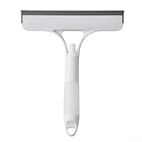 Beatanug Detergente per vetri con spray d'acqua e raschietto in silicone, strumento multifunzione per la pulizia del bagno, specchi, porte della doccia e auto, colore bianco