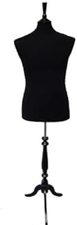 The Shopfitting Shop Male BLACK Mannequin Dressmakers Display Dummy - Tailors Bust Style Torso on Wooden Black Tripod Display Stand