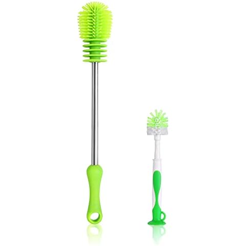 Youda Silicone Bottle Brush, Dishwashing Cleaning Brush Set, Baby Bottle Cleaner Brush for Washing Glass Baby Bottles Coffee Mugs Beer Sport Bottles, Long Handle Cover