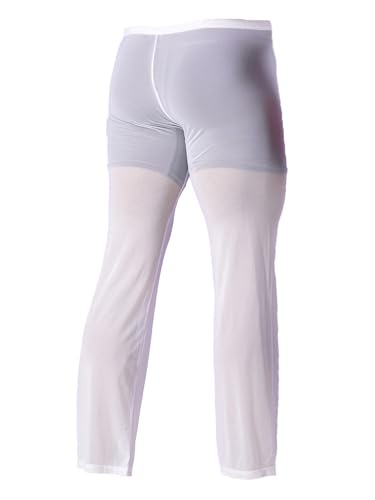 Hularka Men's See Through Sheer Pajama Trousers Sleepwear Loose Loungewear Bottoms Long Pants2